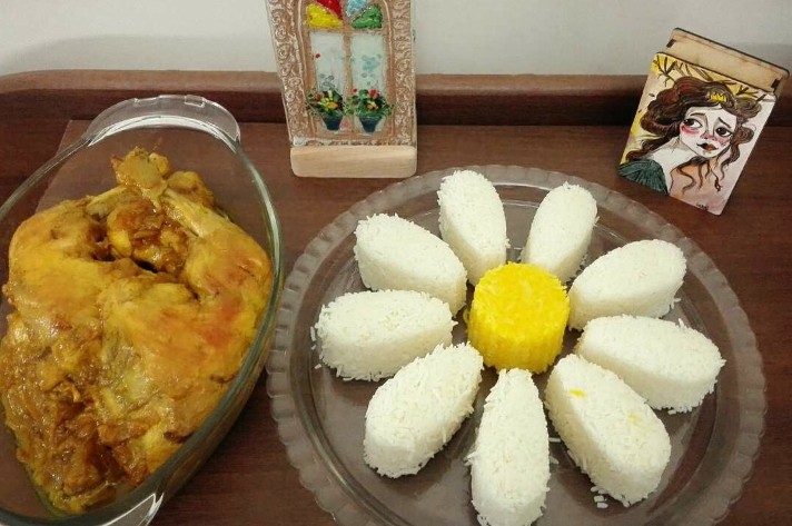 عکس برنج قالبی و مرغ 