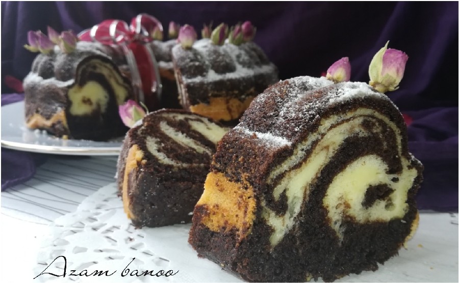 عکس # کیک ماربلد برانیز#کیک شکلاتی#کیک بالایه پنیری
