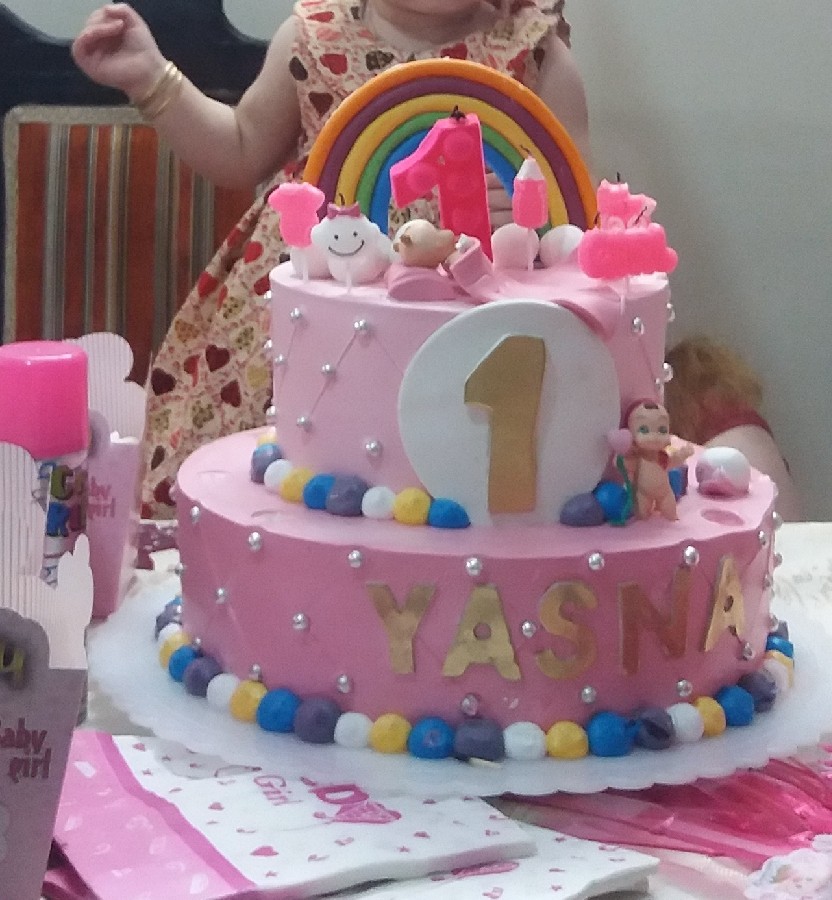 عکس کیک تولد 1سالگی دخترم که امشب بود