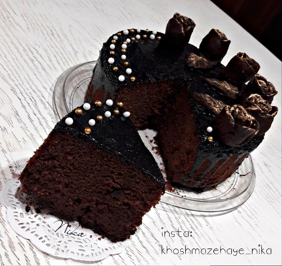 عکس #برش خورده ی کیک خیس شکلاتی 