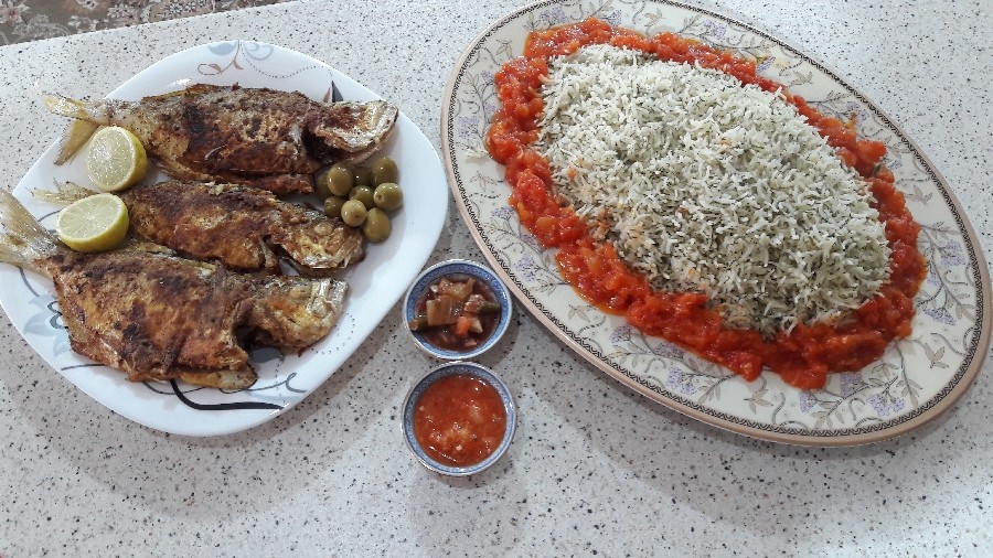 عکس شویدپلو و ماهی غذای موردعلاقه آقامون
