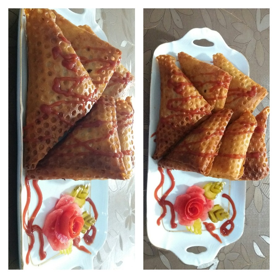 عکس سمبوسه با مواد پیتزا