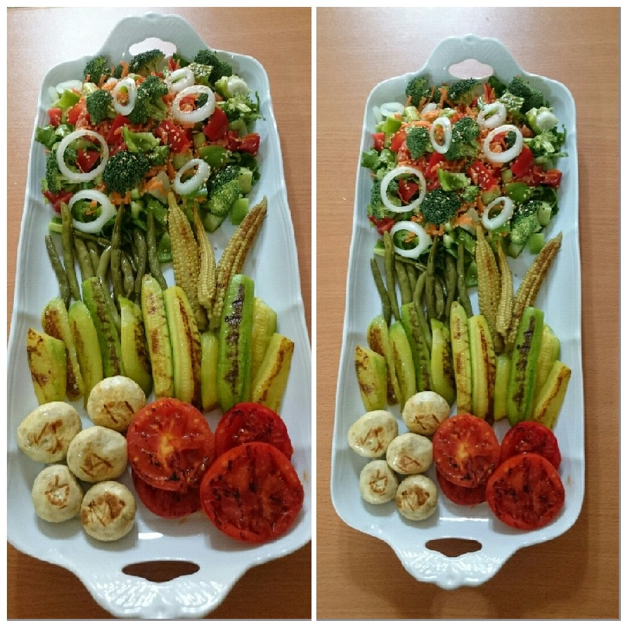 عکس سبزیجات بخار پز و سالاد 