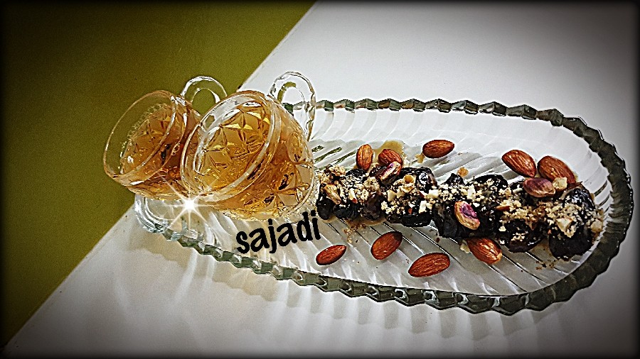 عکس خرما و ارده (تزیین گردو،پسته،بادام)