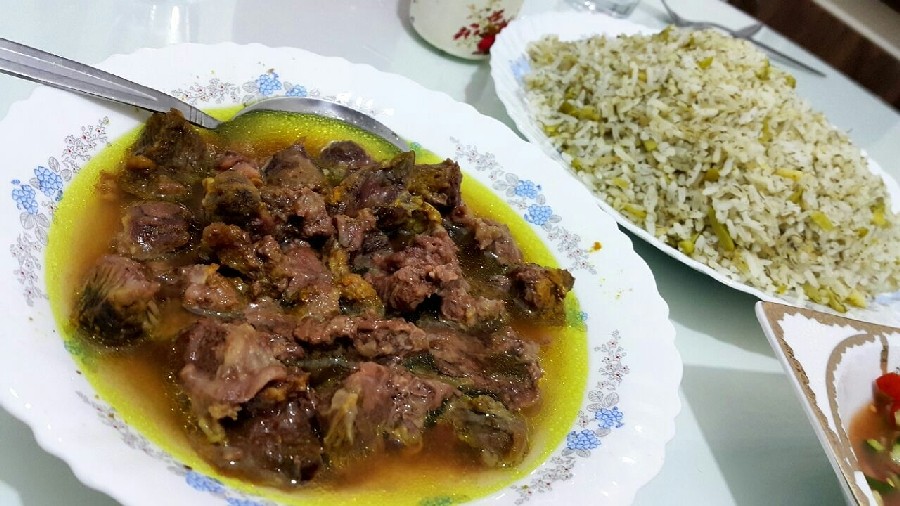 عکس باقالی پلو با شیره گوشت 