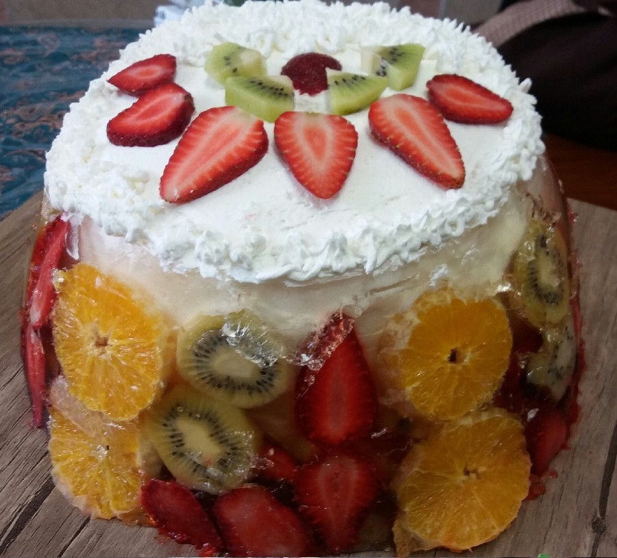 عکس کیک ژله ی میوه ای
