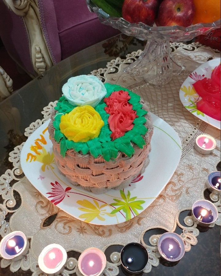 کیک سبد گل (کیک تولد)
