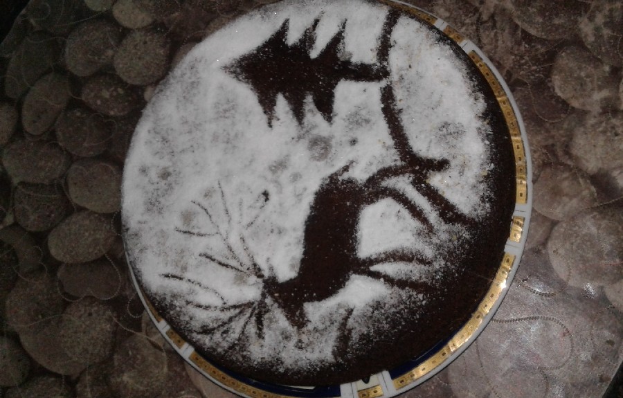 عکس کیک کاکایویی با تزيین خاک قند