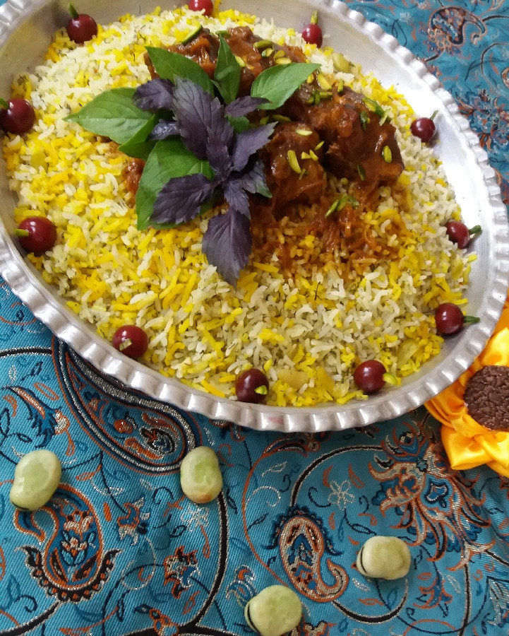 عکس پلو باقالی با گوشت