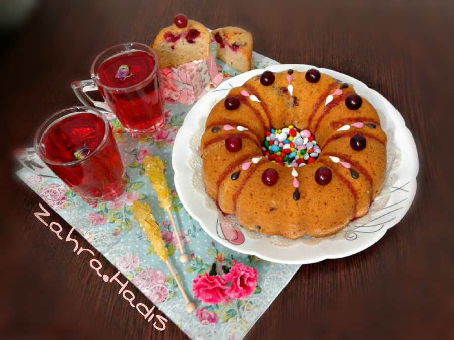 عکس کیک آلبالو#چای آلبالو#