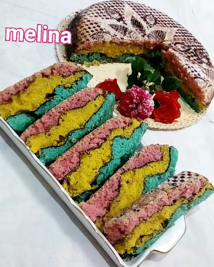 عکس کیک موجدار رنگارنگ