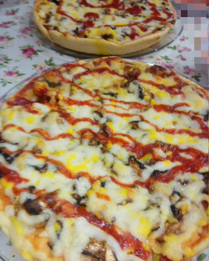 عکس پیتزا قارچ و مرغ.