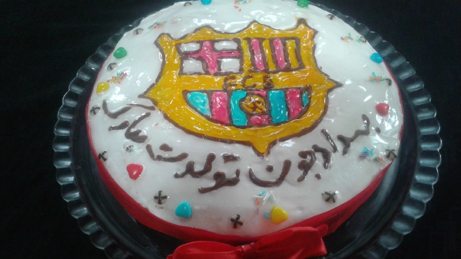 کیک با لوگوی بارسلونا 