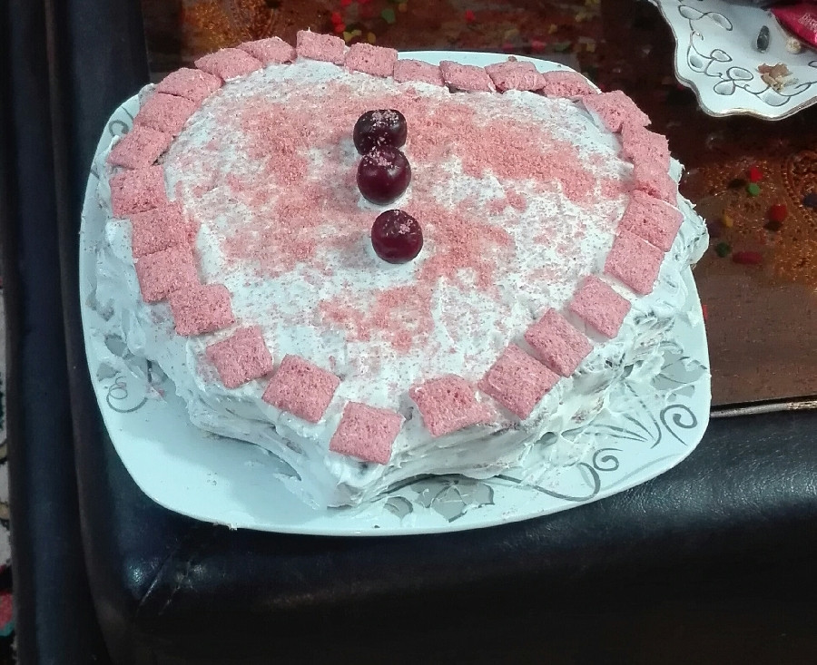 اینم کیک تولد خودم اولین بارم بود دیگه ?