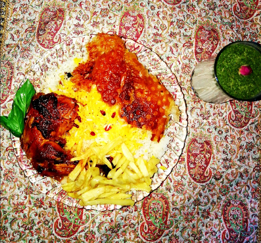 عکس زرشک پلو با مرغ +دوغ کفیر خانگی
