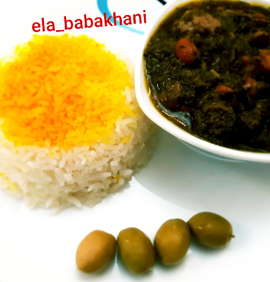 عکس قرمه سبزی و برنج زعفرانی