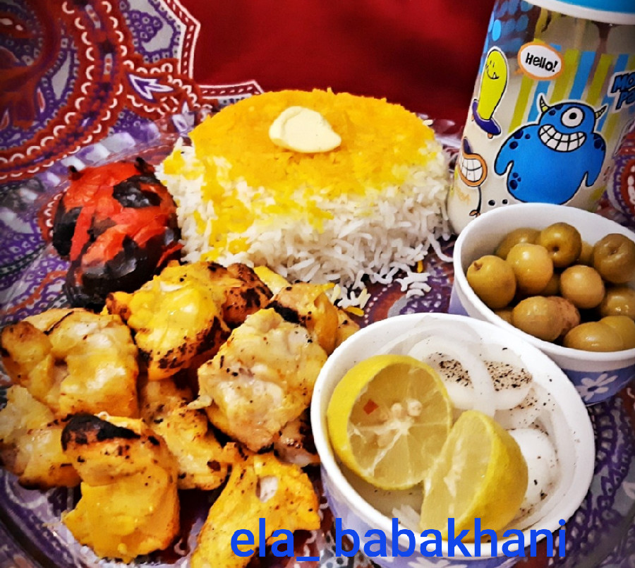 عکس چلو جوجه زعفرانی