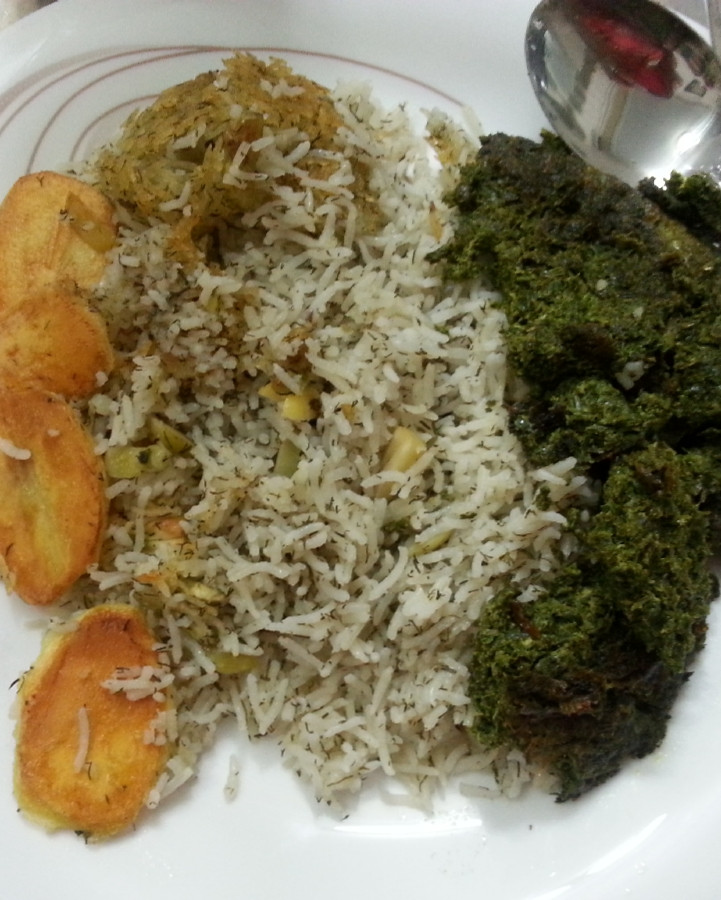 شوید باقالی پلو و کوکو سبزی