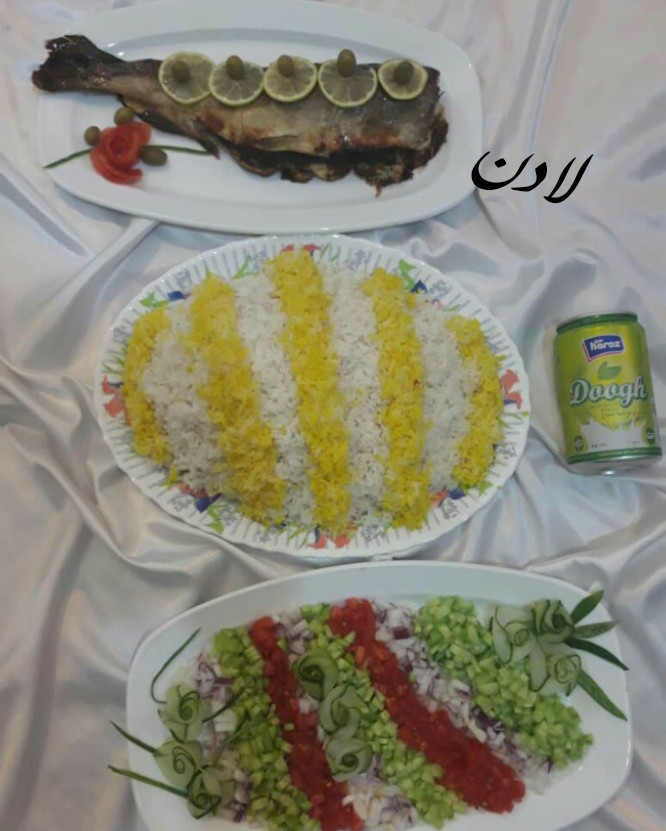 عکس سلام دوستان پاپیونی شام دیشبم برنج زعفرانی با سالاد شیرازی و ماهی قزل آلا?دوستان لایکهاتون خداییش کمه ??