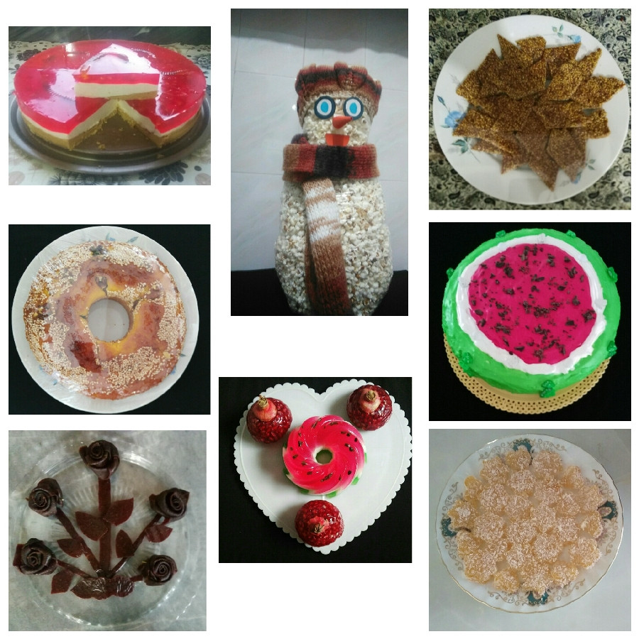 عکس یلدا 96 / چیز کیک انار ، کیک ساده ، لواشک آلو ، پفیلا ، ژله انار و هندوانه ، پشت زیک ، کیک هندوانه ، باسلوق ژله ای  