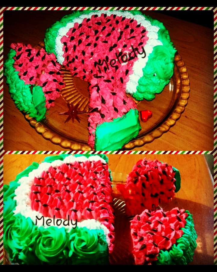 عکس تزیین کیک هندوانه ای
 مخصوص یلدا