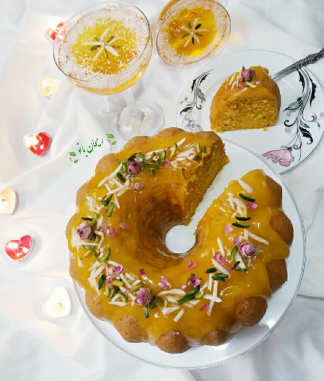 عکس کیک هل و گلاب و زعفرون