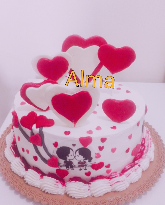 عکس کیک خامه ای سفارش مشتری برای ولنتاین 