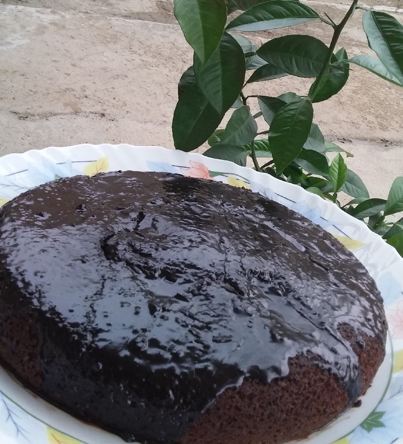 عکس کیک قابلمه ای با روکش سس شکلات با دستور نیکای عزیز