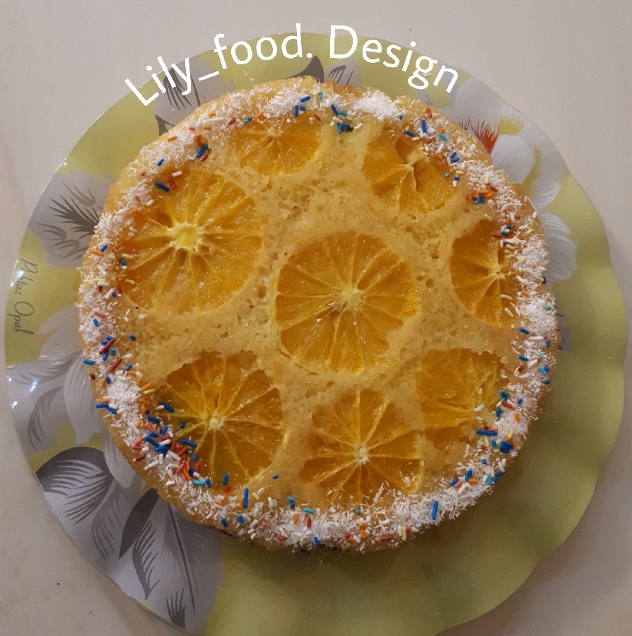 عکس کیک آپساید داون پرتقالی