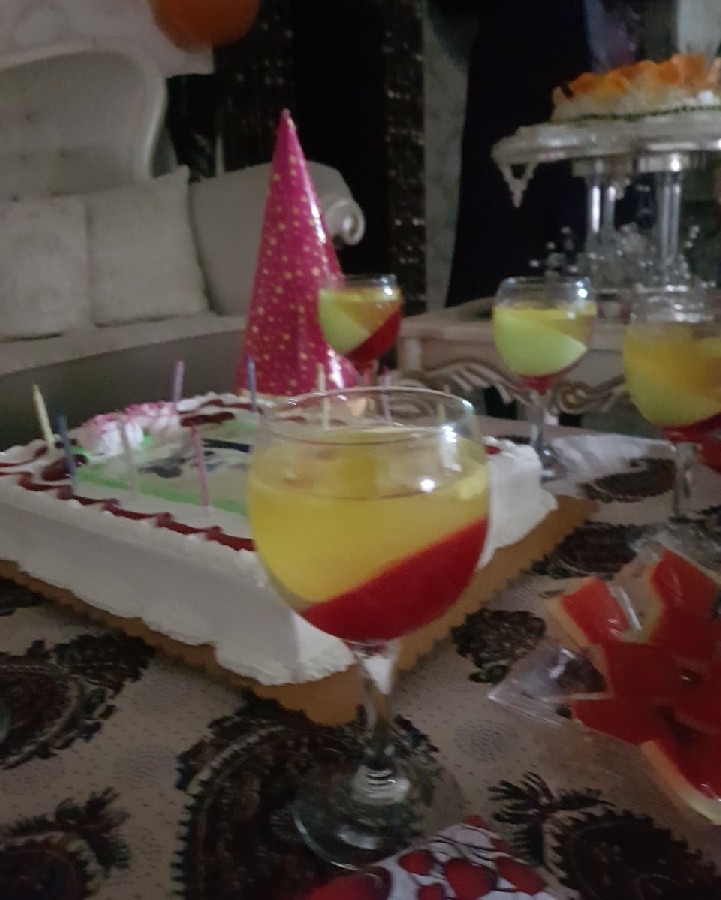 عکس کیک و ژله سه رنگ تولد پسرای عزیزم