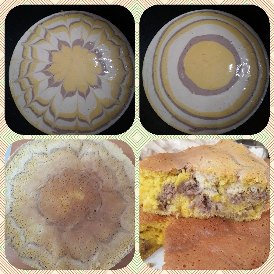 عکس مراحل قبل پخت کیک آبجوش سه رنگ