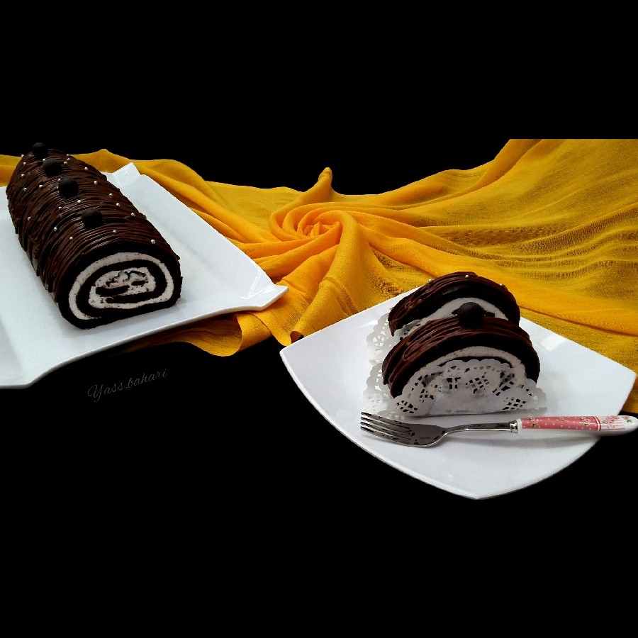 عکس رولت خامه ای از باقیمانده کیک