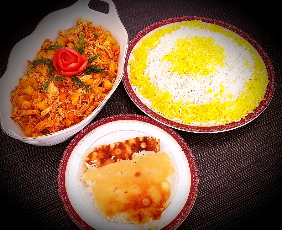 عکس خوراک مرغ و برنج