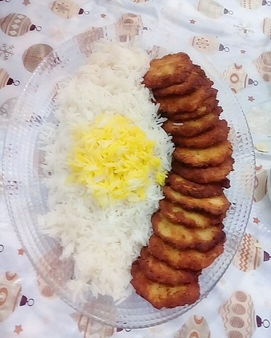 عکس کتلت مرغ با برنج