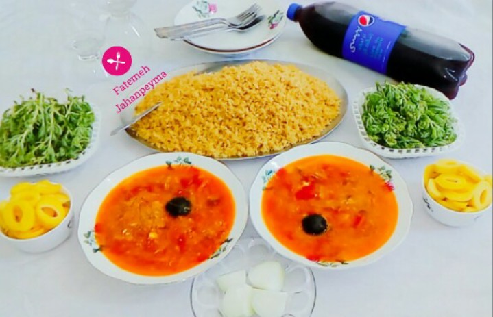 عکس گندم پلو جنوبی /خورش ماهی مؤتو 