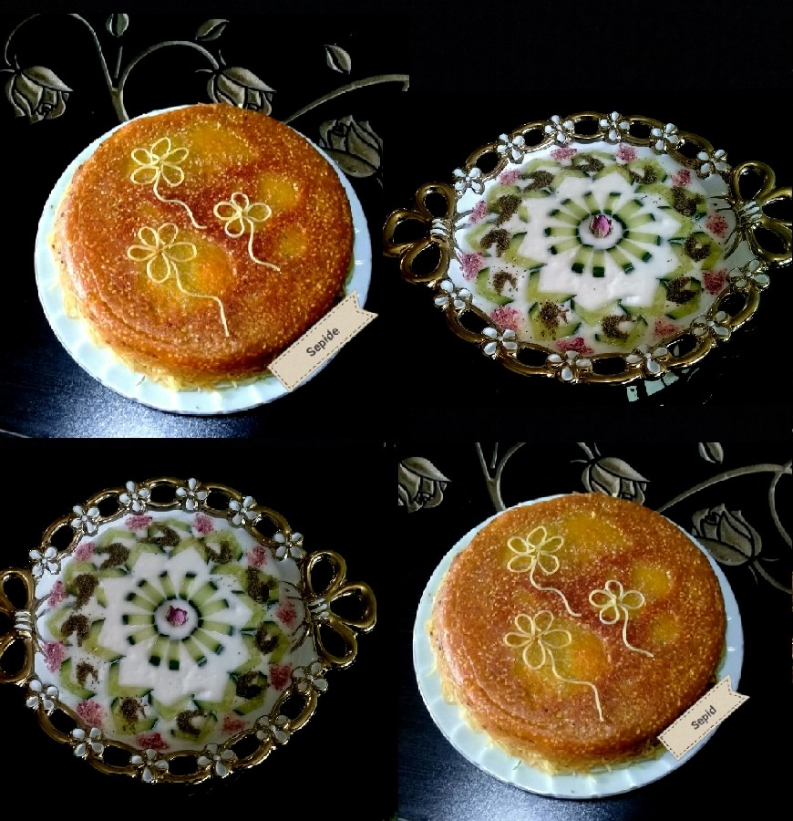 عکس ماکارانی با ته دیگ کنجدی و تزیین ماست خونگی