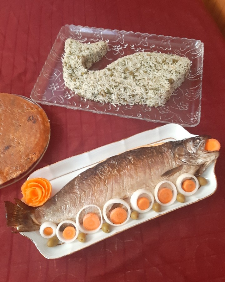 عکس ماهی شکم پر همراه باقالی پلو