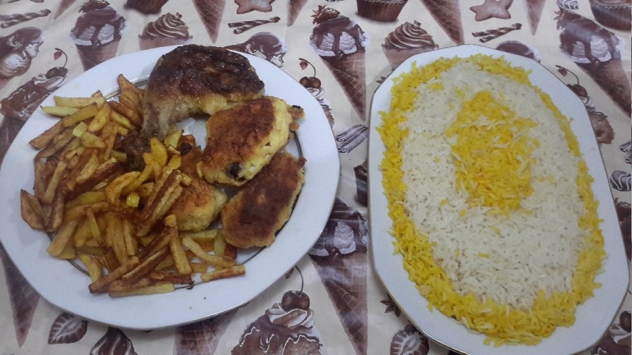 عکس مرغ سوخاری و برنج