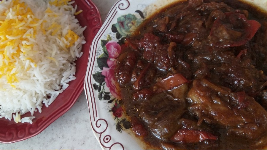 عکس خورشت بادمجان با رب انار