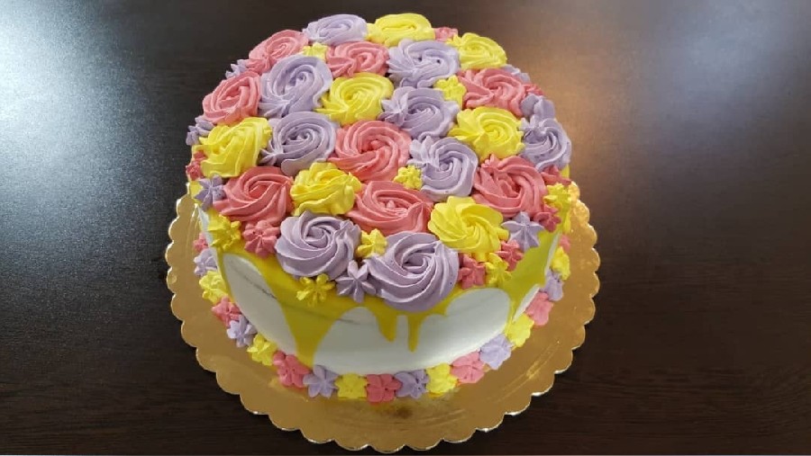 عکس کیک گل های رنگی 