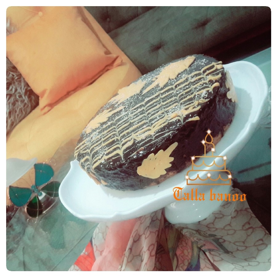 عکس کیک پرتقالی با روکش گاناش شکلاتی