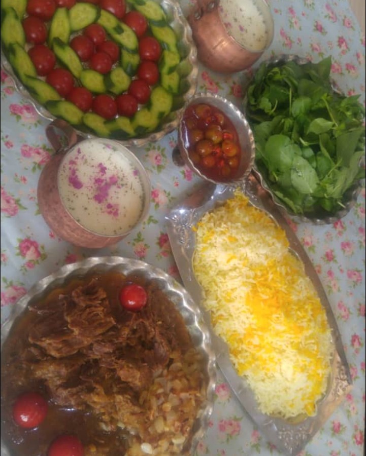 عکس پلو زعفرونی و خوراک گوشت