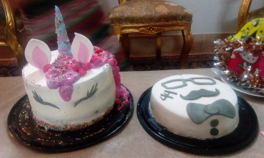 کیک تولد دخترم( روکش خامه و فوندانت) کیک تولد شوهرم( روکش فوندانت)