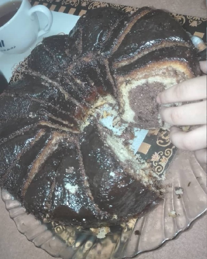کیک شکلاتی دورنگ 