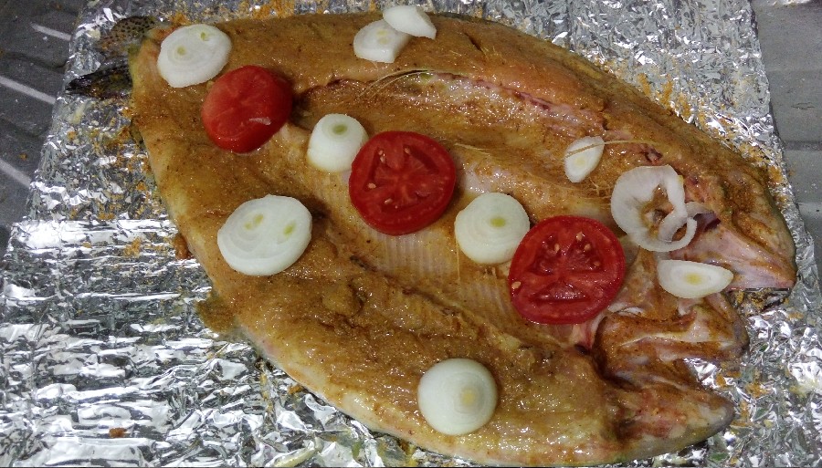 عکس اینم ماهی کباب فوق العاده خوشمزه روی اتیش منقل