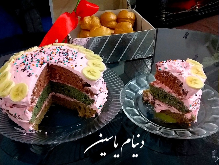عکس کیک کاکائویی سه رنگ 