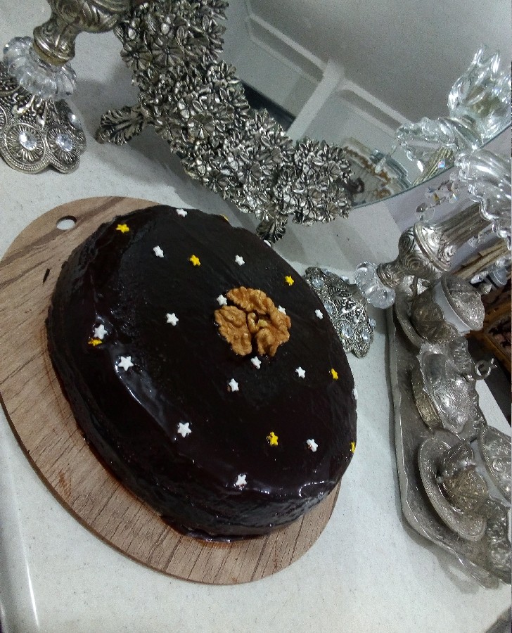 عکس کیک اسفنجی روکش شکلات