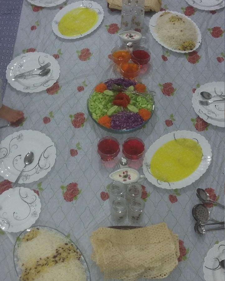 عکس خوراک مرغ با سالادو ژله ساده ومحلبی