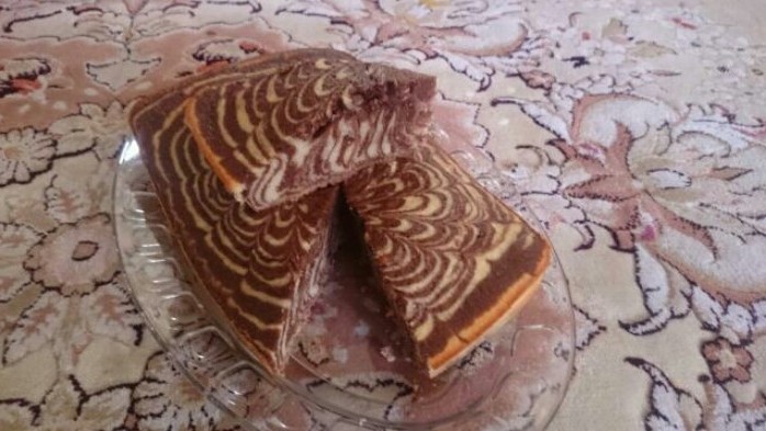 عکس کیک دو رنگ(زبرا کیک) و کیک خامه ای طرح استخر