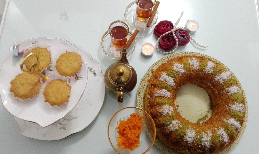 عکس کیک هویج و چای دارچین